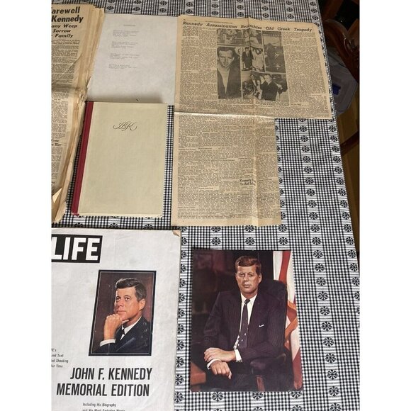 JFK Ephemera Lot -  Newspapers, Life Magazine, Memorial, Jackie O. Book Oswald - Picture 10 of 16